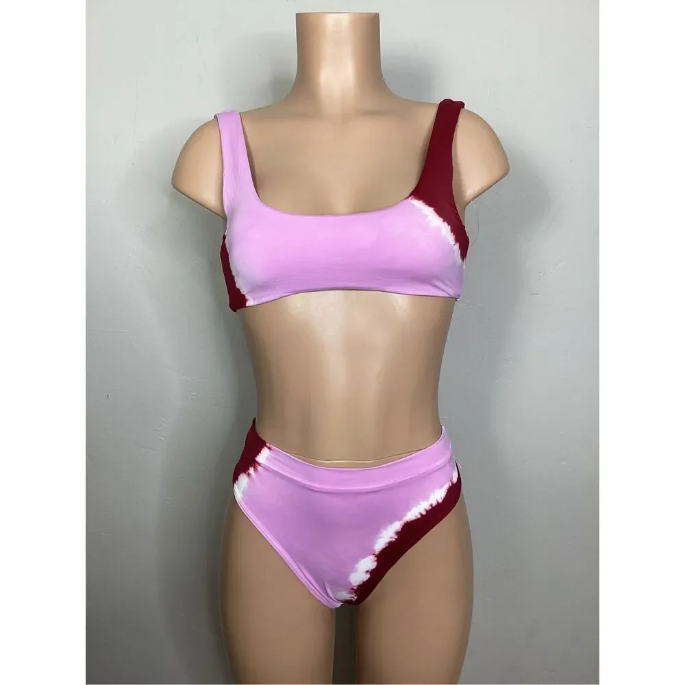 New. L*SPACE pink tie dye bikini. Retails $220. Small